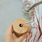 Mason Jar Lid with Straw Hole - Bamboo