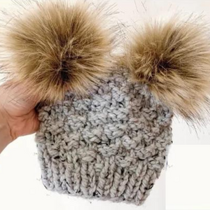 
                
                    Load image into Gallery viewer, Olive Double Pom Hat - Baby/Kids
                
            
