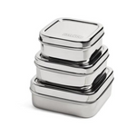 Stainless Steel Containers - 3pc Square Trio Set