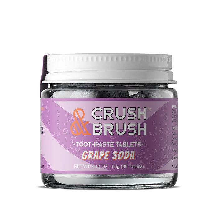 
                
                    Load image into Gallery viewer, Crush &amp;amp; Brush Grape Soda Toothpaste Tablets (60g x 75 tablets)
                
            